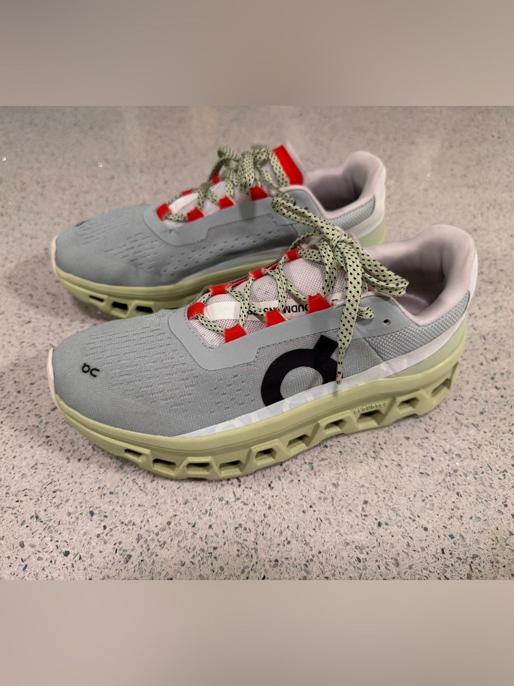 On Running OnCloud Cloudmonster Blue & Lime Green Sneakers size 8